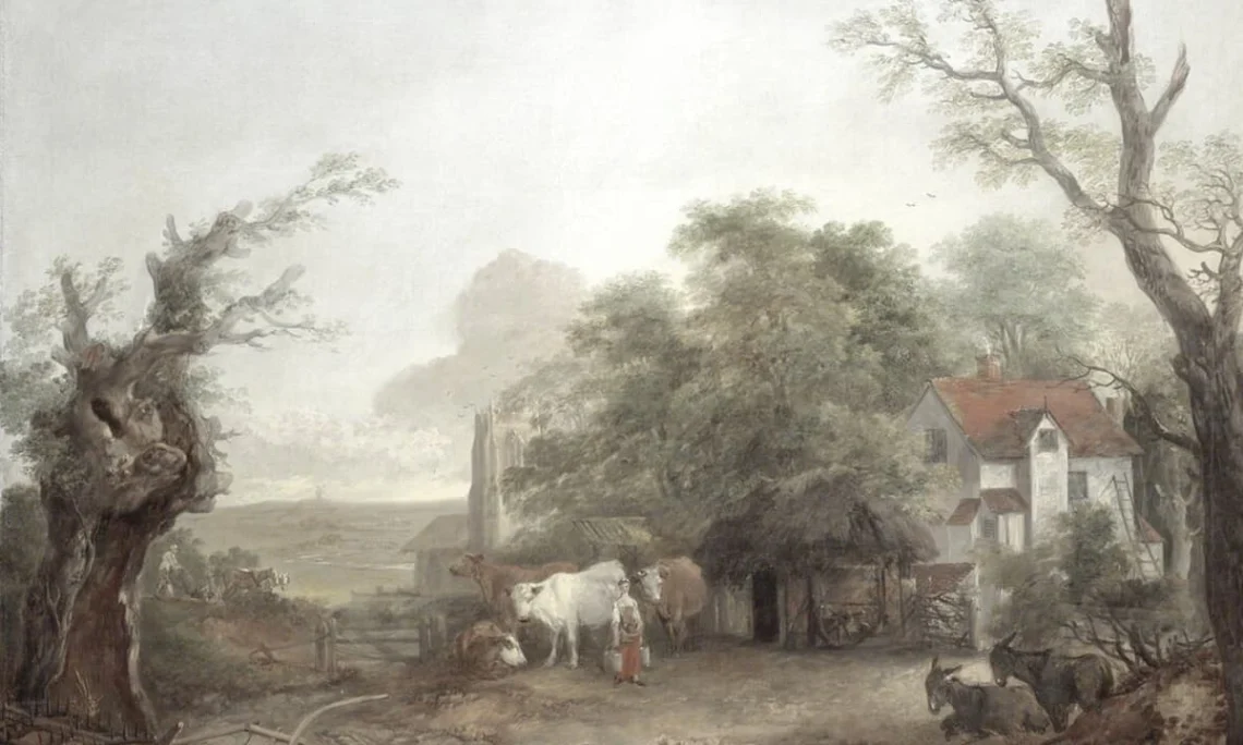 Thomas_Gainsborough_(1727-1788)_-_Farmyard_with_Milkmaid,_Cows_and_Donkeys_-_NWHCM_,_2009.163_-_Norfolk_Museums_Collections