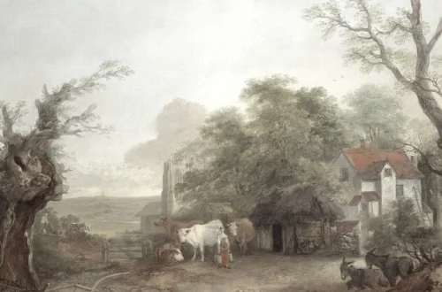 Thomas_Gainsborough_(1727-1788)_-_Farmyard_with_Milkmaid,_Cows_and_Donkeys_-_NWHCM_,_2009.163_-_Norfolk_Museums_Collections