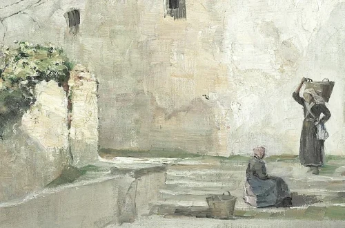 Carl_Holsøe_-_Italiensk_gadesceneri_med_to_kvinder_i_samtale